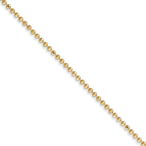1.2mm, 14k Yellow Gold, Diamond Cut Hollow Bead Chain Necklace