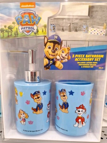 Paw Patrol 3-teiliges Badzubehör-Set, Zahnbürstenhalter Seifenpumpe Aufbewahrungseimer - Bild 8 von 13