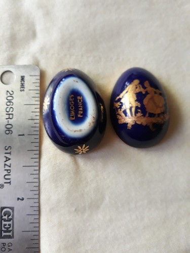 Limoges France mini blue egg trinket box - Picture 3 of 4