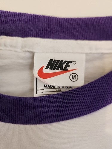 Nike Vintage USA Big Center Swoosh Purple & White Ringer Shirt Adult Medium - Picture 2 of 3