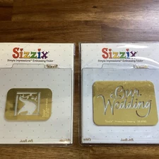 Sizzix Simple Impressions Embossing Folder Wedding, Dove W Branch Brass LOT OF 2