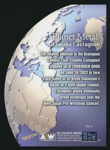 CLAUDIO CASTAGNOLI PM-18 2022 SkyBox AEW Metal Universe GOLD PLANET METAL SP - Picture 2 of 2