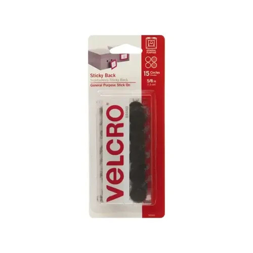 VELCRO Brand Sticky Back Coins 5/8 Inch 15-Pack Black-image