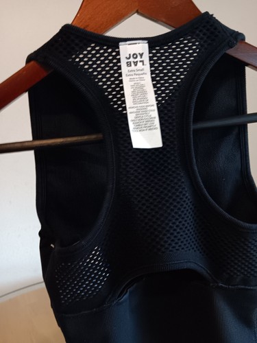Joy Lab Cropped Tank Sports Bra Flexible Knit Comfort Size XS Black Onyx- NEW - Picture 7 of 12