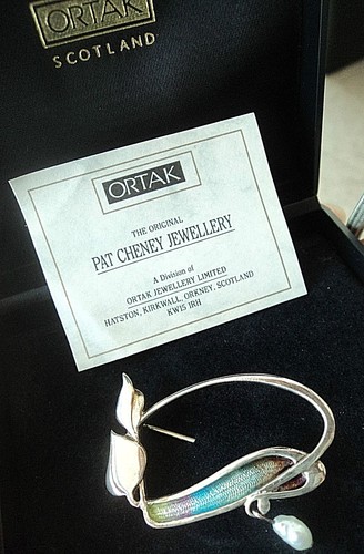 Scottish Stg Silver & Enamel Art Nouveau Brooch & Pearl - Pat Cheney / Ortak - 第 2/6 張圖片