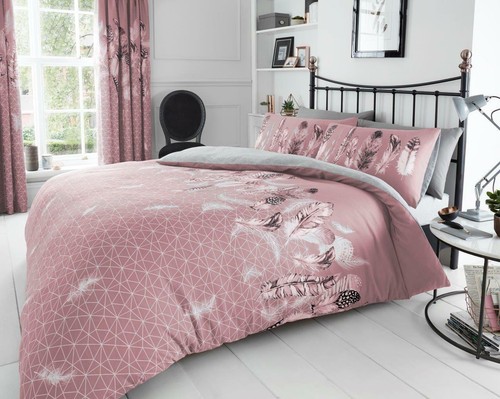 Duvet Cover Set Bedding & Pillowcase Feathers Geometric Single Double King Size - Picture 34 of 123