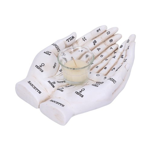 Nemesis Now Palmist's Guide White Chiromancy Hands Candle Holder - Picture 2 of 8