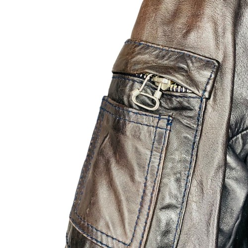 Vintage Y2K Diesel Damen Rindslederjacke klein geknöpft vorne schokoladenbraun - Bild 10 von 15