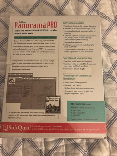 SoftQuad Panorama Pro Windows Version Rare 1994 Vintage Software New Sealed Box - Picture 3 of 6