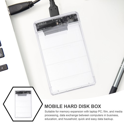 Portable Hard Drive Enclosure Transparent Case Hard Drive Enclosure Adapter - Photo 6/12