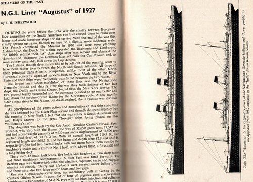 AUGUSTUS of 1927. NGI Liner.  SEA BREEZES magazine REVIEW  Oct 1971 - Bild 1 von 3
