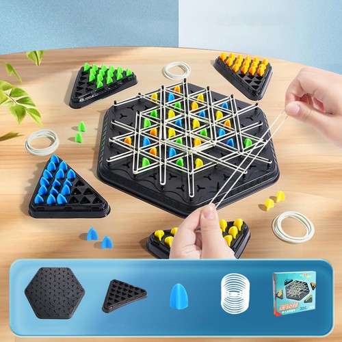 Chain Triangle Chess Game, Engaging Triggle Rubber Band Strategy Game for Kid - Picture 4 of 12