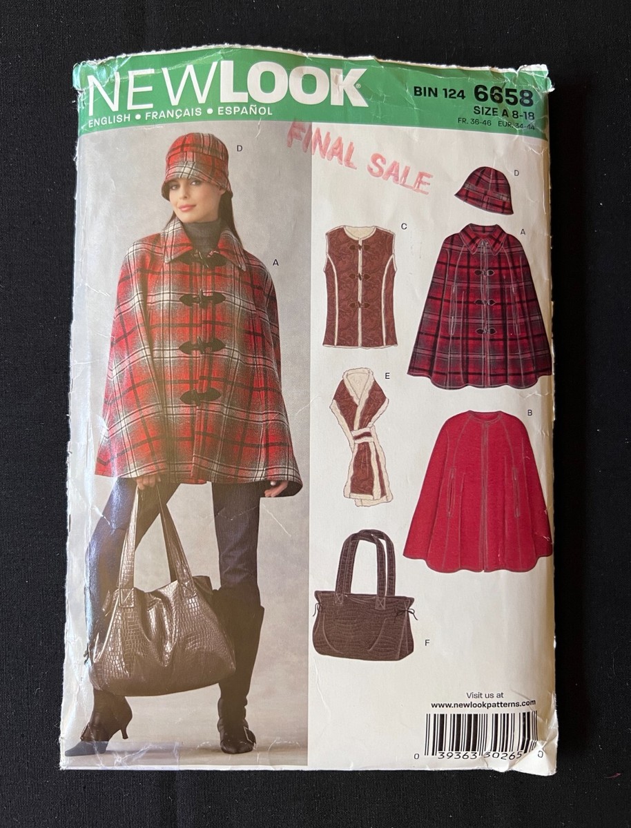 New Look 6658 Misses Cape Vest Scarf Hat Tote 2000 s Pattern