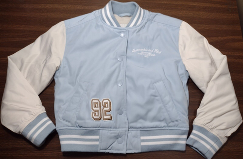Abercrombie Kids Varsity Jacket Snap Button New York Blue Youth Size 7