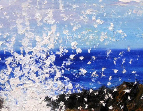 Original Oil Painting Blue Wave One of a Kind 16x20" Julia Lu - Picture 4 of 5