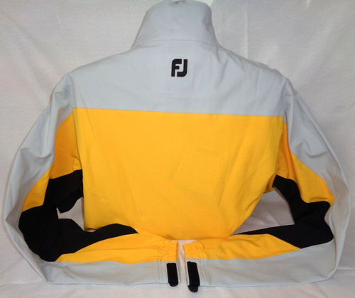 NEW MENS FOOTJOY L/S DRYJOYS TOUR XP RAIN JACKET, GOLD/SILVER/BLACK/WHITE, LARGE - Picture 2 of 3