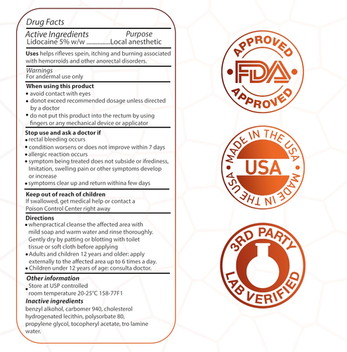 Maximum Strength Lidocaine 5% Topical Anorectal Numbing Cream, with Vitamin E | - Picture 2 of 6
