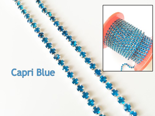 1 m Nähen Diamant Strass Kristall Farbe Kette Band Silber Basis - Bild 8 von 16