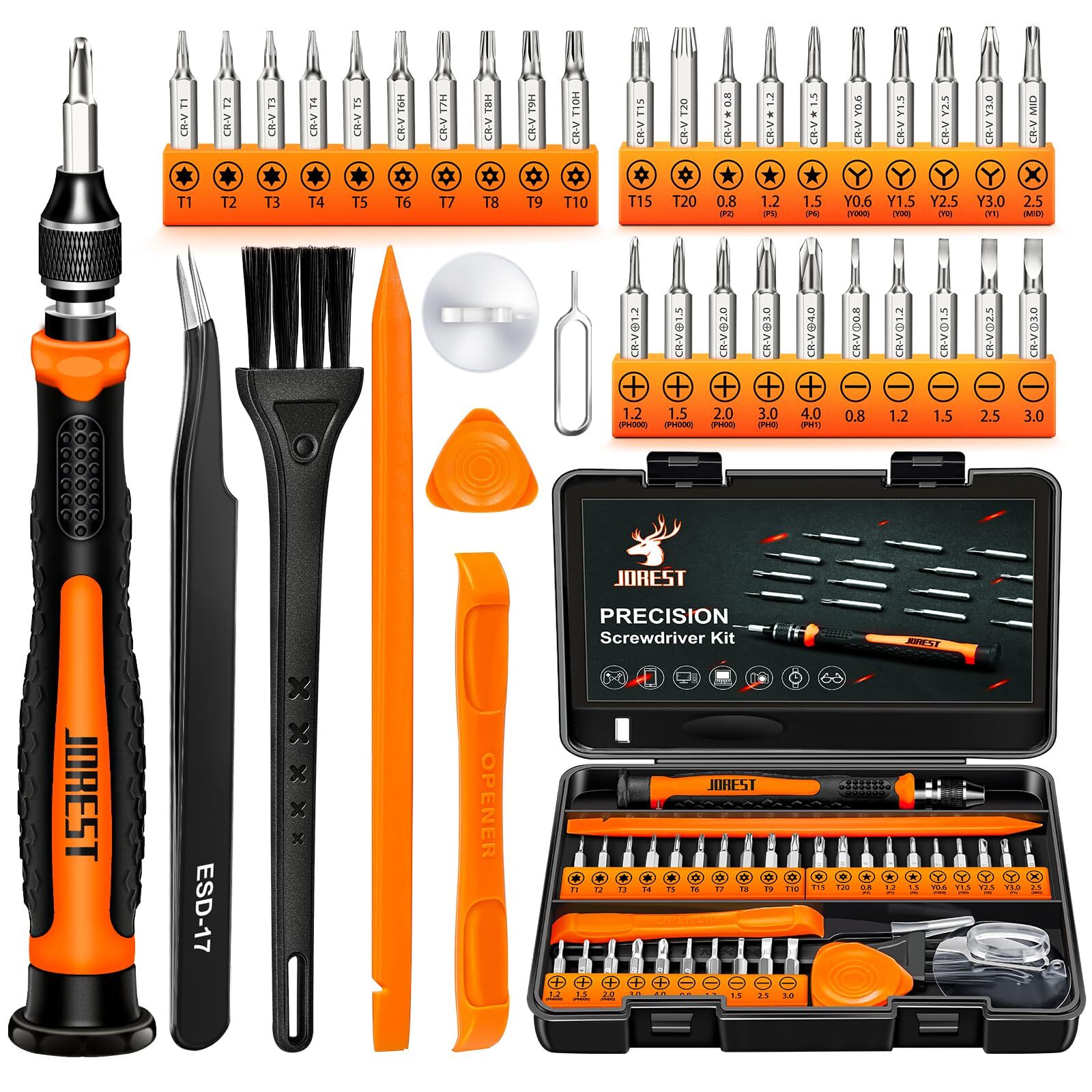 JOREST 38-Piece Mini Precision Screwdriver Set with Torx T5 T6 Y00 for Electronics Repair