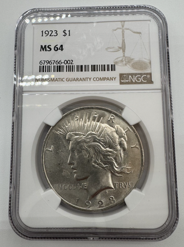 1923 $1 NGC MS 64 dollaro argento pace - Foto 1 di 2