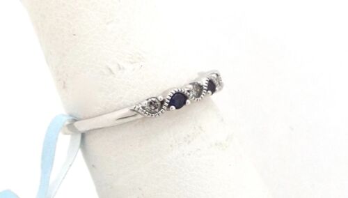 Neu mit Etikett 10K Saphir & Diamanten Weißgold Ring - neu - Größe 7 ~ #6507 - Bild 3 von 8