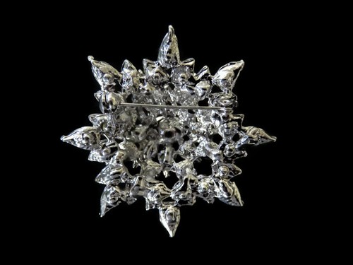 Vintage Inspired Rhinestone Crystal Flower Pearl Brooch Wedding Party  - Picture 4 of 4