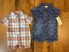 Baby Boy 0/3 Months Outfits Rompers Clothes Lot Bundle Summer Collar Plaid Stars