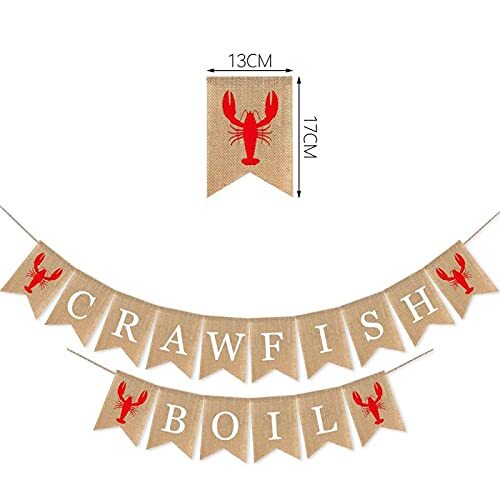 SWYOUN Burlap Crawfish Boil Banner Summer Party Supplies Lobster Theme Birthd... - Picture 4 of 5