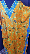 Kaftan, Ladies', Orange and Blue, Sante, Long, One Size. New w/ Tags