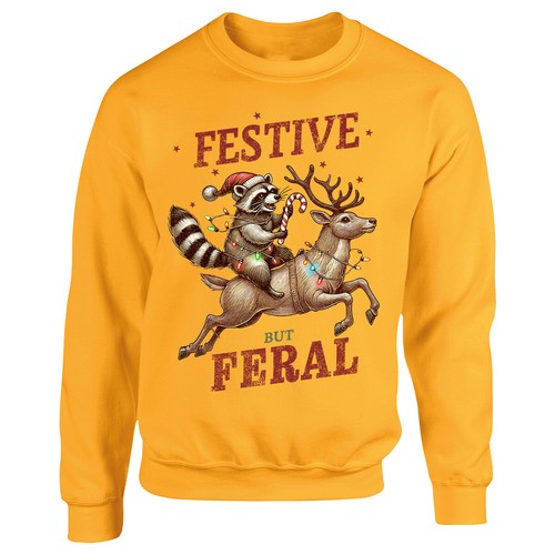 Jersey de Navidad Unisex Festivo Mapache y Reno - Acogedor Ropa de Invierno #MC - Imagen 23 de 43