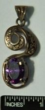 Amethyst  .925 Sterling Silver Pendant 2 1/4" High