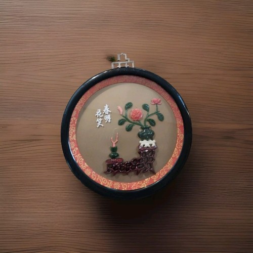 Cuadros vintage de arte de pared asiático oriental (4 piezas) imitación jade coral peces koi florales - Imagen 2 de 5