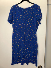American Eagle Women’s V Neck Dress Royal Blue Pink Floral Large EUC