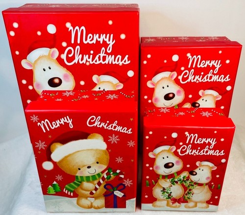 Geschenkboxen aus Weihnachtspapier verschiedene Größen mit Deckel und Boden zum Einpacken - Bild 1 von 5