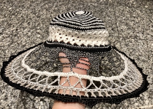 MISSONI Black White Crochet Wide Brim Hat - Picture 3 of 9