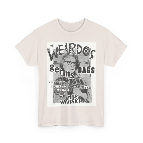 Vintage Punk Rock Show Flyer - Weirdos Unisex Heavy Cotton Tee - Picture 12 of 25