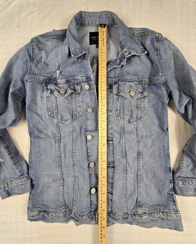 Lucky Brand Womens Tomboy Trucker Denim Jean Jacket Distressed Flap Pockets S - Picture 7 of 12