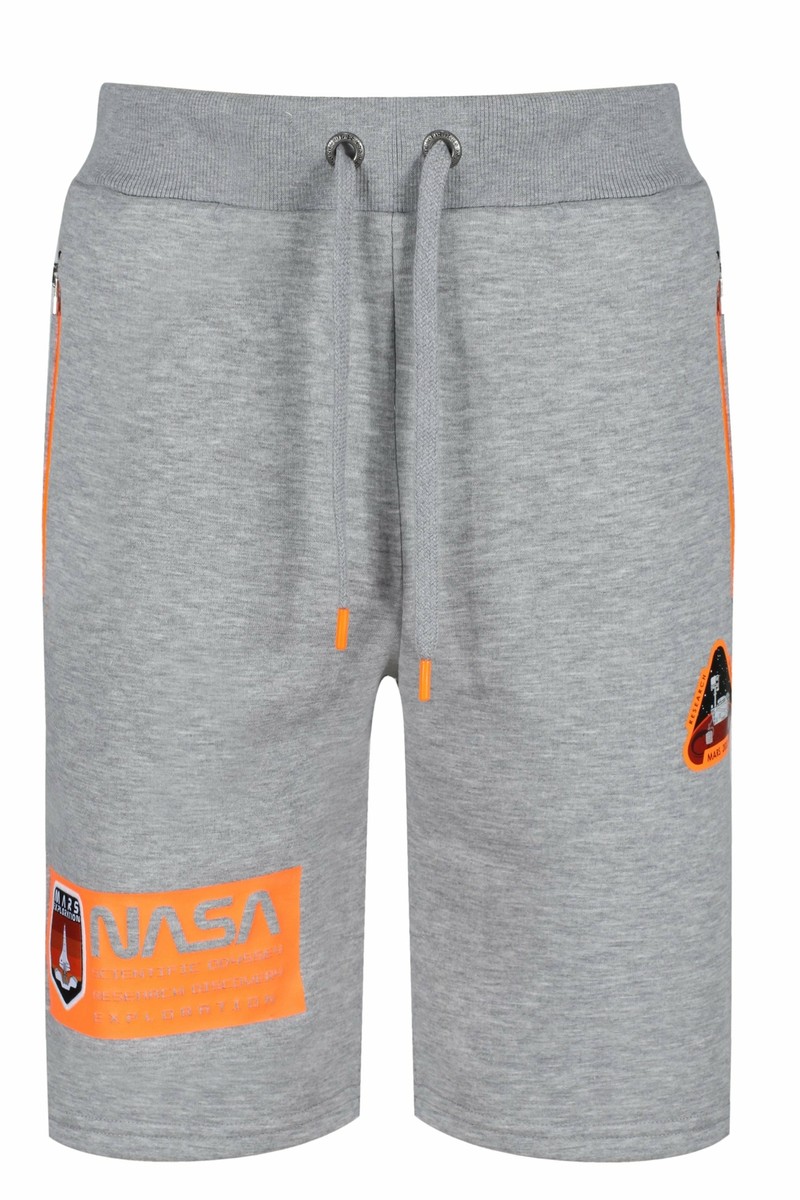 Mens Sweat Shorts ALPHA INDUSTRIES NASA Athletic Gym Shorts Grey Marl
