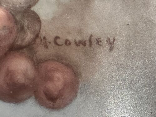 GERMANIA DIPINTO A MANO UVA FOGLIE DI VITE PIATTO 10" ARTISTA FIRMATO CROWLEY EUC - Foto 4 di 7