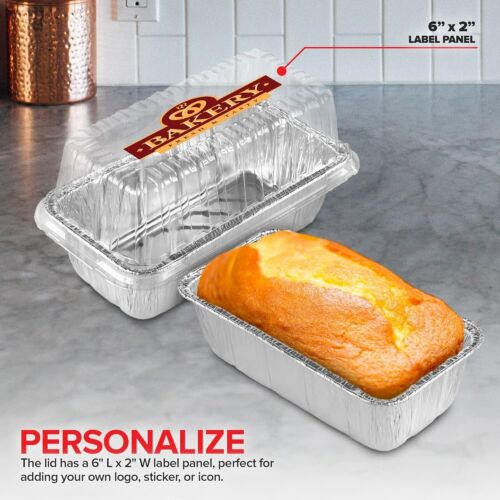 Disposable Aluminum Loaf Pans with Lids, 2 Lb 30 Pack Foil Baking Tins with P... - Picture 7 of 8