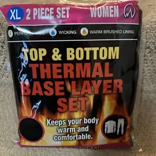 Polar Extreme Thermal Base Layer Top/Bottom Set Women Size XL Black