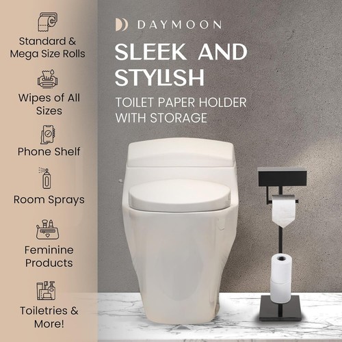 Sleek Free Standing Toilet Paper Holder and Wipe Organizer - Easy Assembly - Picture 5 of 11