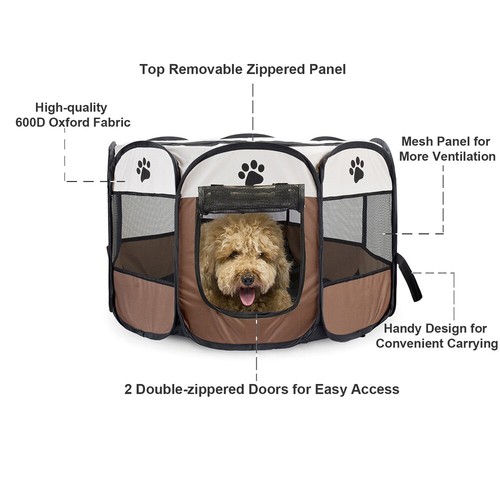 Portable Pet Playpen Foldable Dog Cat Playpen Camping Tent Kennel Crate - Picture 9 of 9