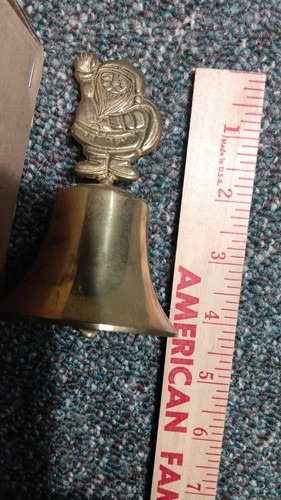Vintage Brass bell with Santa Claus  Handle with box 4.5" T x 2.5" W - Picture 2 of 8