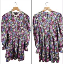 BOOHOO MULTI MIX FLORAL JERSEY SMOCK DRESS SIZE 8 TUNIC FLORAL