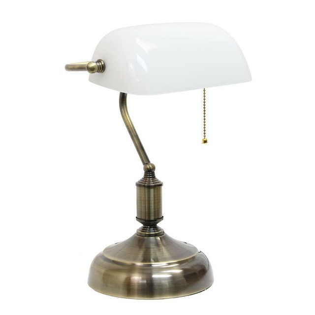 Classic Bankers Table Desk Lamp Coffee Finish Mica Shade Office