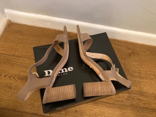 DUNE LEATHER HEELS STRAP SHOES FORMAL SMART EVENING UK 8 ISOBEL TAUPE W/BOX - Picture 12 of 12