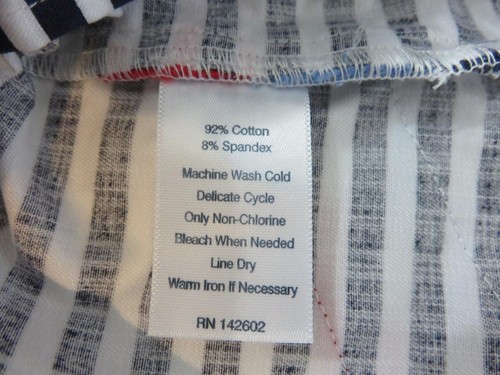 STS Sail To Sable Blue Striped Shift Dress Sleeveless Ric Rac V-Neck SZ XS - Picture 7 of 7