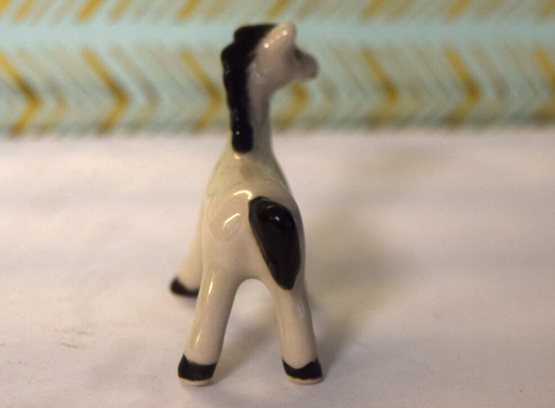 Vtg. Miniature White & Black Horse Standing Bone China 1 3/4" Tall - Picture 2 of 3