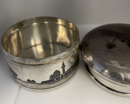 Two Rare Antique Iraqi Sterling Silver Niello Tea Caddies - Picture 7 of 12